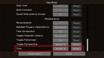 What is the zoom button in minecraft with optifine?