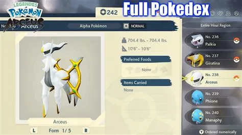What is the number in pokémon legends arceus