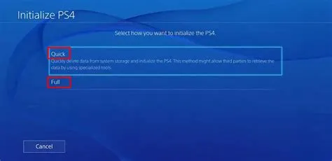 What is the difference between full and quick initialization ps4