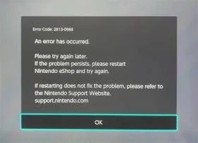 What is error 9001 0988 on nintendo switch online?