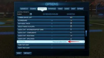 What button do you press to chat in rocket league?